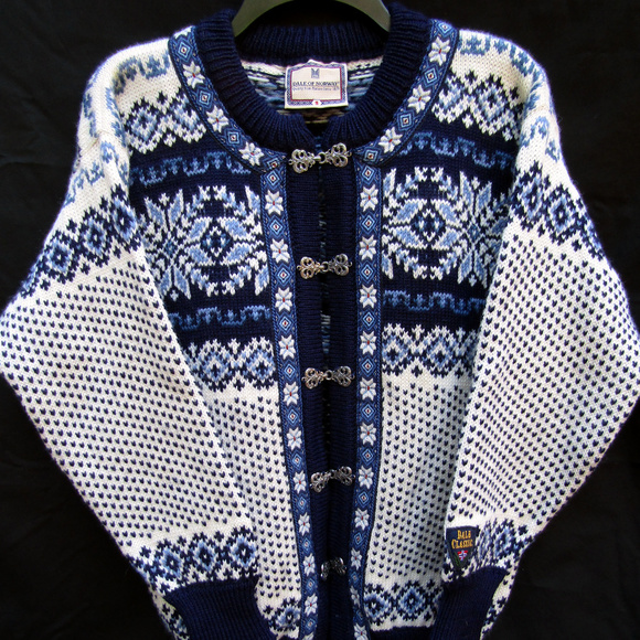 Dale of Norway Sweaters - Cardigan Ski Sweater Pewter Fasteners & Bottons